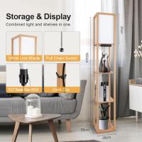 Lámpara de Pie con Carga y Control Remoto Estante de Madera LED Regulable de 4 Temperaturas de Color Incluye Bombilla Para Sala de Estar, Dormitorio, Oficina Decoración Vintage - details 5