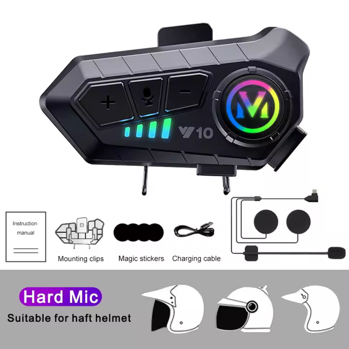 Auriculares inalámbricos para casco de motocicleta, audífonos impermeables con Bluetooth 5,3, manos libres, Kit de teléfono, reproductor de música MP3, altavoz para Moto - 1