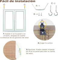 Cortina Persiana de Madera Incluye Accesorios, Estor de Bambú Enrollable para Ventana y Puerta(DIMENSIONES ANCHO X LARGO) - details 2