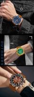 Reloj de cuarzo informal para hombre, correa de cuero genuino Crazy Horse, luminoso, resistente al agua, reloj de moda, regalo para él - details 11