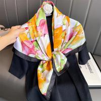 Bufanda cuadrada de seda con estampado de moda de 90CM para mujer, diadema de diseño, pañuelo para mujer, Hijab, chal, Foulard Echarpe para la cabeza - details 10
