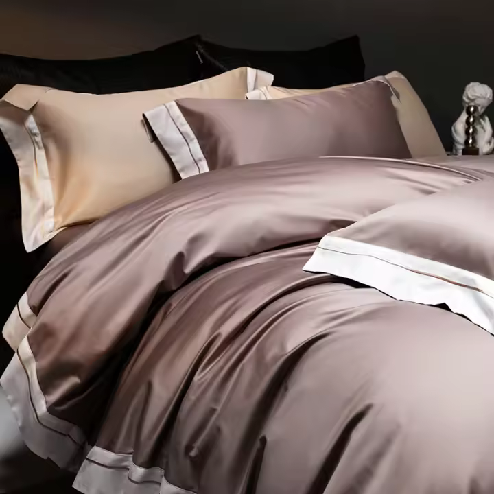 Nuevo 2025 5A Algodón egipcio antibacteriano y algodón de fibra larga Juegos de cama de lujo ligeros de color sólido de alto número de hilos para cama tamaño king de California - 1