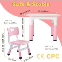 Juego de Mesa y 2 sillas para niños, Altura Ajustable, Juego de Mesa y Silla para niños de 3 a 8 años, fácil de Limpiar, Aprobado por CPC y CE (Juego de 3 Piezas), Color Azul - details 45