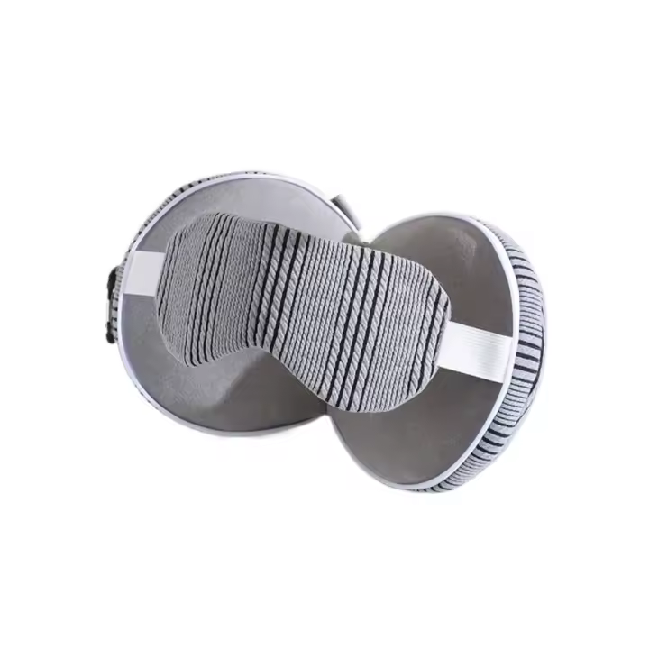 Almohadas portátiles 2 en 1 para el cuello, almohada de viaje plegable con bloqueo de luz en forma de U con máscara para los ojos, almohada para dormir, viaje de negocios - 1