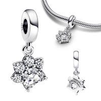 Colgante de plata con estampado de pata de mascota, pulsera brillante para fabricación de joyas, - details 0