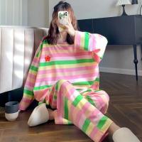 Conjunto de Pijama de Manga Larga Coreana Talla Grande Moda de Dormir para Mujeres - details 3