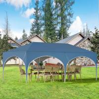 Carpa Gazebo 3x6m 6 Paredes Laterales Resistente al Agua Protección UV 50+ Altura Ajustable Azul - details 7