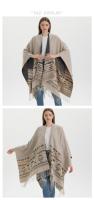 Chal grande de punto dividido para otoño e invierno de 2023, capa cálida con borlas de estilo étnico bohemio, oferta especial - details 3