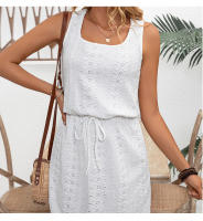 Vestido sin mangas de jacquard de punto hueco con cuello en U para mujer - details 9