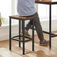 Juego de Mesa y Taburetes de Bar, Mesa de Desayuno con 2 taburetes, Industrial, Marrón Rústico y Negro - details 6