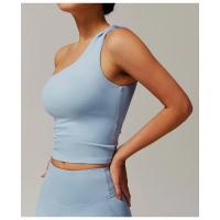 Top de Hombro Corto Deportivo de Moda para Mujeres Ropa Deportiva Elástica con Cuello Redondo - details 16
