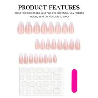 Cortaúñas cortas de almendra, diseño rosa degradado, decoración de manicura para mujeres y niñas - details 5