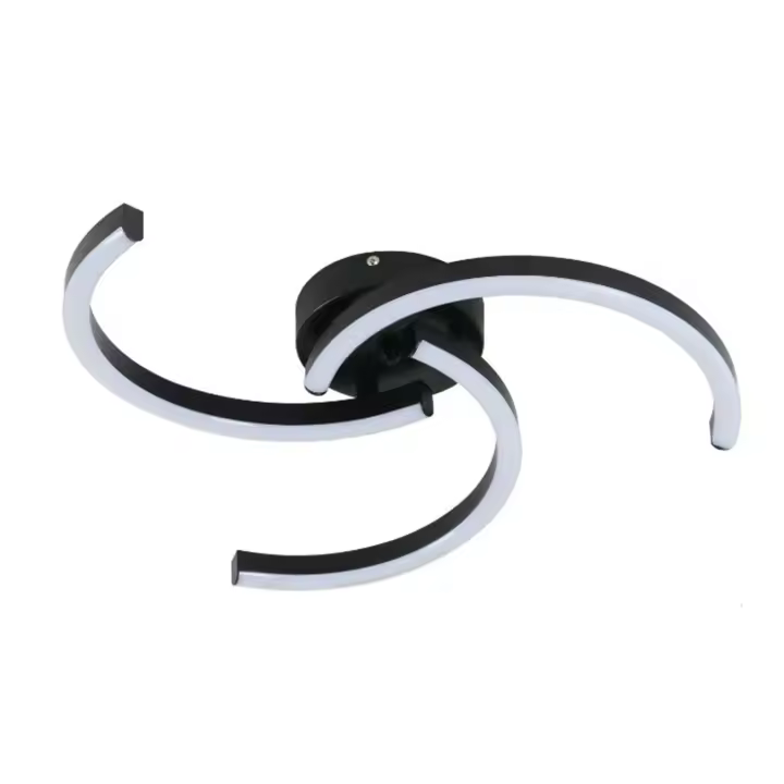 Plafón LED de Techo Negro Creativo, Luz Blanca Cálida de 3000K, Iluminación Interior Nórdica, 24W, 52x52x7 CM - 1
