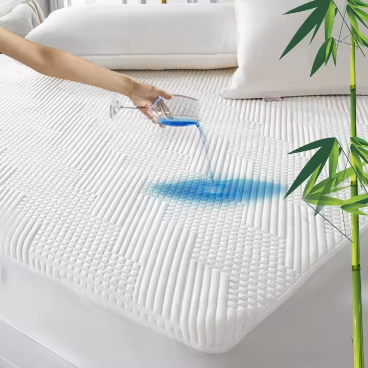Protector de colchón GRT 160x200 cm impermeable de fibra de bambú, cubre colchón transpirable y certificado Oeko-Tex, funda para colchón se estira hasta 30 cm de profundidad (blanco) - 1