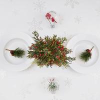 Mantel rectangular de Navidad, decoración de copo de nieve blanco, mantel impermeable, cubierta de mesa de vacaciones, decoración de fiesta y Cena - details 5