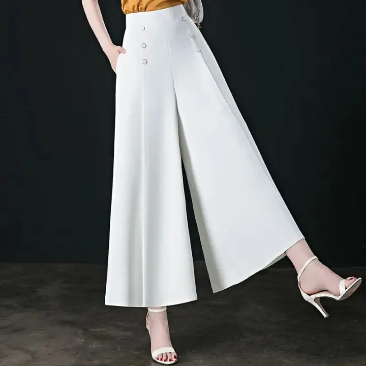 Pantalones de pierna ancha para mujer, pantalón corto holgado, cintura elástica, talla grande 3XL - 1