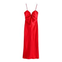 TRAFZA 2025 vestido de verano para mujer, moda sólida, sin mangas, Vestidos largos, vestido de noche versátil para mujer, Vestidos - details 1
