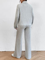Traje de punto de manga larga con cuello alto para mujer, suéter informal, pantalones sueltos, traje de dos piezas, Otoño e Invierno - details 23