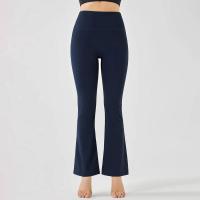 Pantalones de entrenamiento elásticos de yoga de cintura alta para mujer, pierna ancha, acampanados, color sólido, para Fiess - details 7