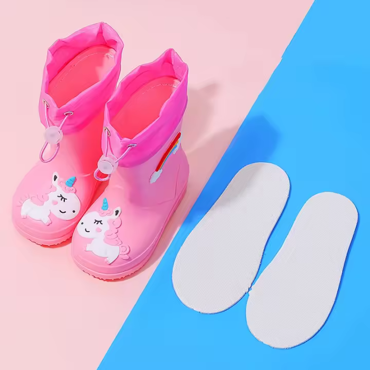 Botas de lluvia infantiles de dibujos animados con cordón elástico impermeables antideslizantes para niños y niñas viajes al aire libre todas las estaciones - 1