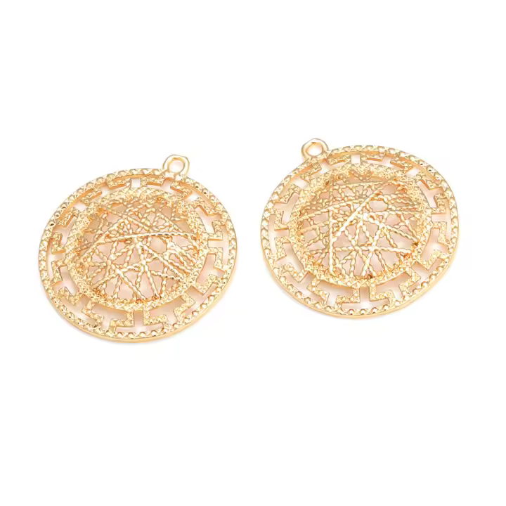 10 Uds. Colgantes redondos de latón de Color dorado de 18K, collar de alta calidad, pendientes, accesorios de joyería Diy, sitio web oficial Rosediy - 1