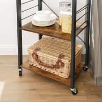 Estantería de Cocina con Ruedas, Carrito de Servicio de 3 Niveles, Estantería para Microondas, Horno, Tostadora, Marco de Metal con 6 Ganchos, Marrón Rústico y Negro KKS60XV1 - details 5