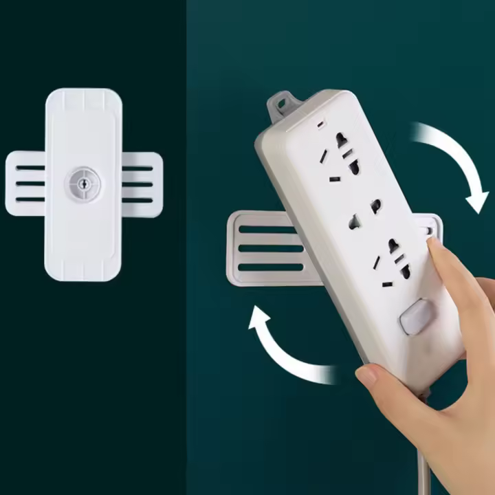 Soporte de enchufe autoadhesivo, soporte de pared sin perforar, soporte de regleta de plástico extraíble para sala de estar - 1