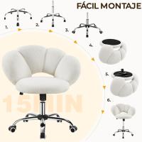 Silla de Escritorio Ergonómica Diseño Nube en Tejido Bouclé Altura Ajustable Ruedas Giratorias - details 8