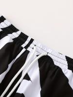 Conjunto Casual de Verano Camiseta y Pantalones de Poliéster 100% Cuello de Lengua, Tela Tejida No Elástica Impresión a Rayas Irregulares Ajuste Regular 120g/m² - details 11