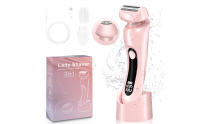 Afeitadora eléctrica 2 en 1 para mujer, recortadora de bikini de doble cabezal para mujer, maquinilla de afeitar eléctrica recargable para bikini, axila, pierna, brazo, cuerpo, cara, área privada, uso húmedo y seco, recortadora de vello corporal - details 0