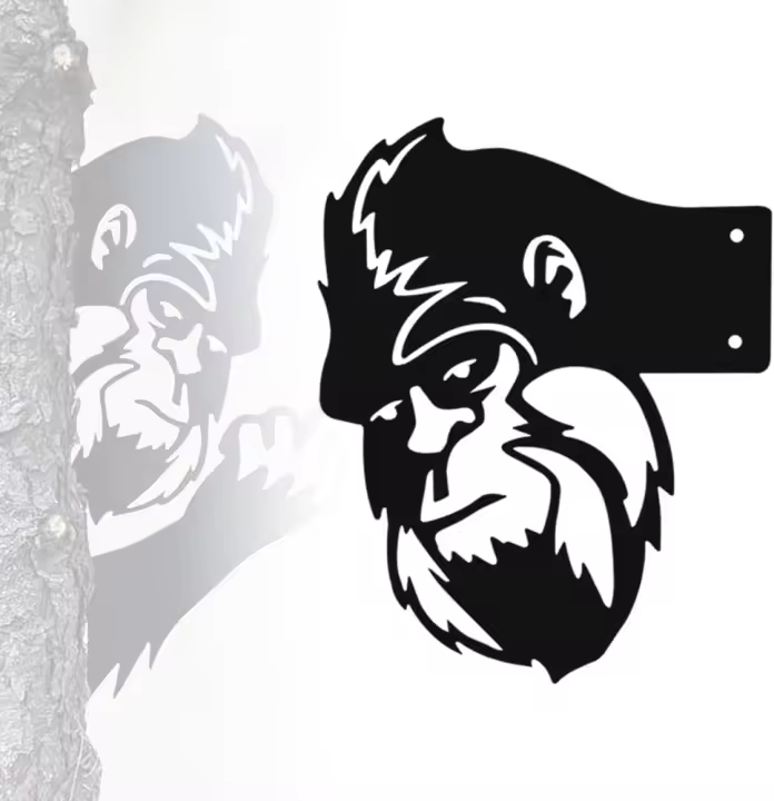 Nuevo letrero de metal Peek-a-boo volteando Bigfoot, letrero de estatua Sasquatch para decoración de patio, arte de pared Bigfoot, adorno de artes de pared de animales que miran, letreros de recorte Artes para valla de jardín al aire libre Patio de patio - 1