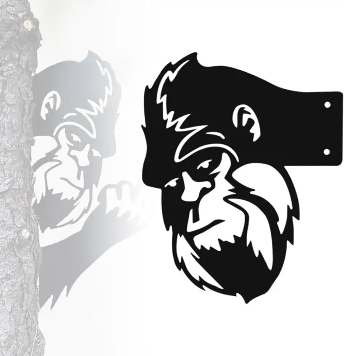 Nuevo letrero de metal Peek-a-boo volteando Bigfoot, letrero de estatua Sasquatch para decoración de patio, arte de pared Bigfoot, adorno de artes de pared de animales que miran, letreros de recorte Artes para valla de jardín al aire libre Patio de patio - 1