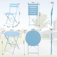 Muebles de exterior, juego de mesa de bistró, mesa y sillas de acero de 3 piezas, juego de bistró plegable para césped, balcón, patio trasero - details 2
