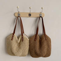 Bolso de mano de paja de gran capacidad para Mujer, Bolso de hombre, informal, de viaje, de mimbre, para Playa y Verano - details 23