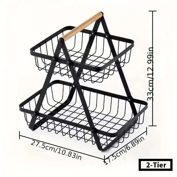 Organizador del segundo piso, cesta de frutas y verduras, soporte desmontable para cosméticos de baño, estante de iluminación de cocina - 1