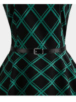 Vestido de fiesta vintage elegante con estampado floral y cinturón para mujer de verano - details 3