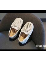 Zapatos casuales de moda para niños, zapatos planos sin cordones para niños, Color sólido, novedad de 2025, mocasines para niños con agujeros de PU antideslizantes simples y suaves - details 10