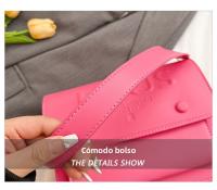 Bolso sencillo con estilo de oso español para mujer, bolso de hombro tipo bandolera versátil a la moda de seda color melocotón - details 6