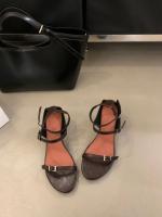 Nicho francés tacones altos sandalias simples de punta abierta zapatos de mujer nuevo tacón grueso con falda zapatos romanos - details 4