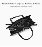 Nueva Bolsa Tote de Nicho para Mujeres de Cuero Genuino de Gran Capacidad, Maletín para Laptop, Bolsa de Viaje de Cuero de Vaca Negro - details 20