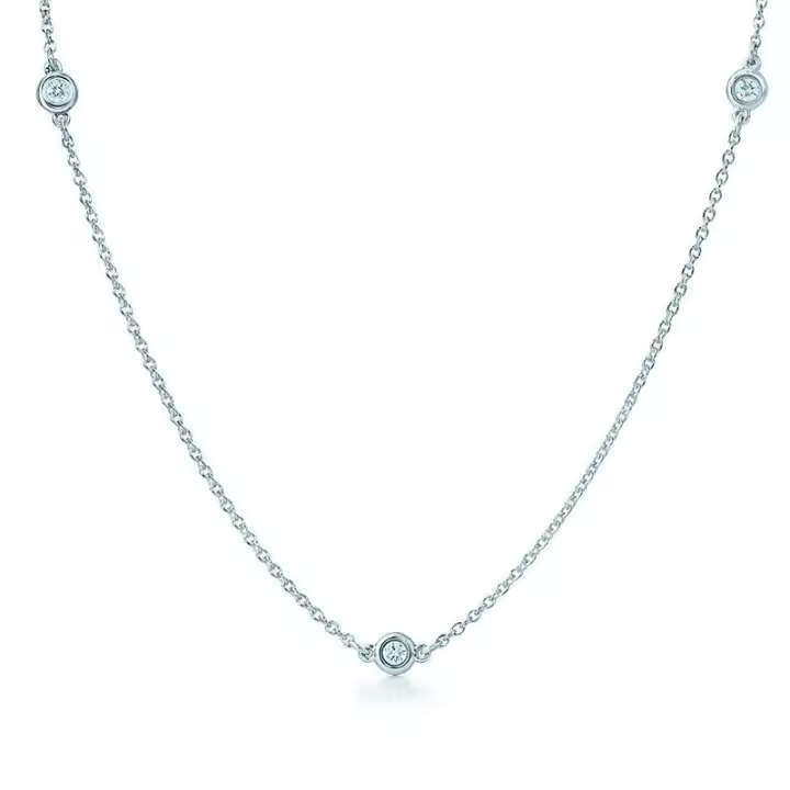 ΤΙΦΑΝΗ ™ Elsa Pérez ®   Diamantes por yarda ®   Collar En Oro De 18k Con Tres Diamantes. 16" de largo. - 1