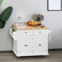 Cocina con Ruedas Carro de Cocina de Madera y Barra Lateral con 2 Cajones y 4 Puertas Blanco - details 2