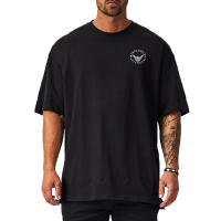 New Fashion Short Sleeves Oversized O Neck Solid T-shirt Men's Cotton Summer Casual Fitness Gym Clothing Tees Shirt - details 2