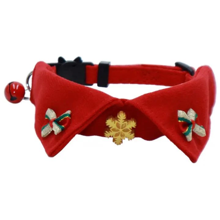 Collar de Navidad con bonito gatito, ajustable, 18-28cm/7,09-11,02 pulgadas, Collar con pajaritas para gatito, toalla de Saliva suave creativa para gatito - 1