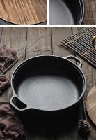 Sartén de hierro fundido duradera de 22/25 cm antiadherente y gruesa con tapa, doble asa, wok de hierro para cocina de gas e inducción. - details 12