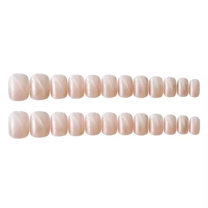 24 Uds., uñas postizas cortas de color rosa, reutilizables, portátiles, cortas, redondas, para decoración diaria de uñas - 1