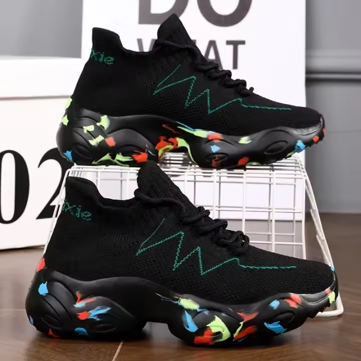 Zapatillas de deporte para hombre, zapatos para mujer, zapatos de calcetín, zapatos sin cordones, zapatos casuales de moda, zapatos de tenis de malla de verano, grandes 35-47 - 1