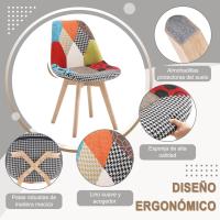 Silla Nórdica Multicolor con Resaldo Estilo Patchwork para Cocina BH29mf-4 - details 4