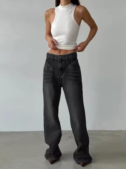 Pantalones vaqueros adelgazantes sueltos con costuras de estación independiente de Aliexpress para mujer - 1
