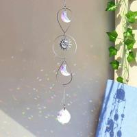 Atrapasueños de cristal con campanas anchas, estrella, prisma de arcoíris colorido, colgantes para ventana del hogar, adorno atrapasueños de jardín - details 12